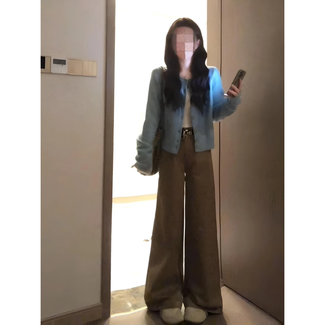 MARIE.COCO韩系温柔风高级感软糯针织开衫上衣直筒阔腿裤秋冬套装