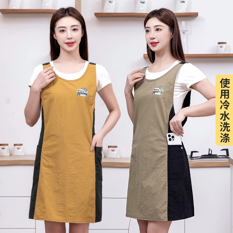 新款防水马甲围裙厨房家用做饭防油坎肩围腰女餐饮工作服上班罩衣
