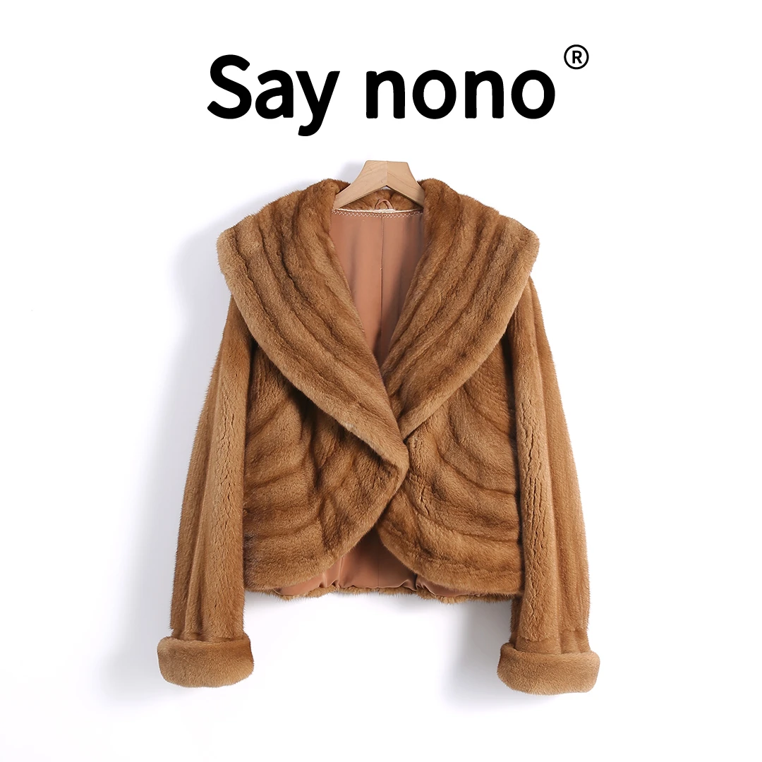 1懒猫nono│Saynono 幻影财阀＿分刀全抽V领宽松水貂皮草 /XS2508