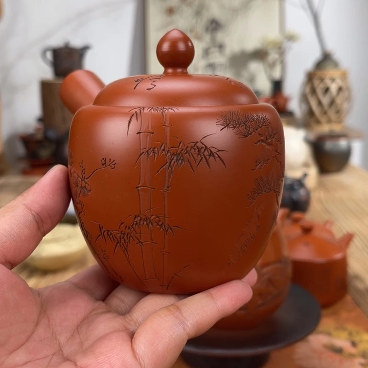 一***气常滑白道雕刻茶壶