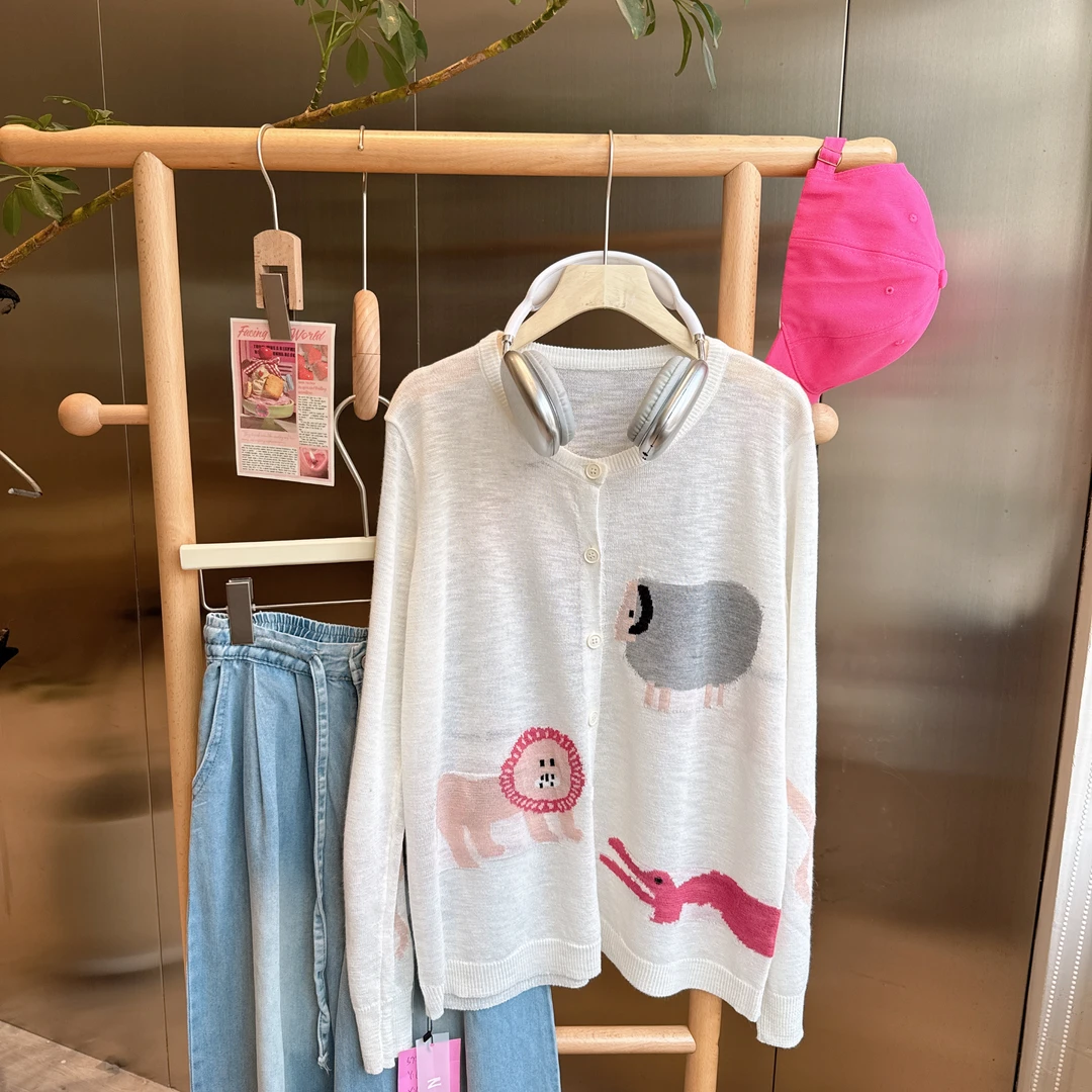 【老金】【201-300】2025新款春夏百搭针织上衣女宽松慵懒感针织衫