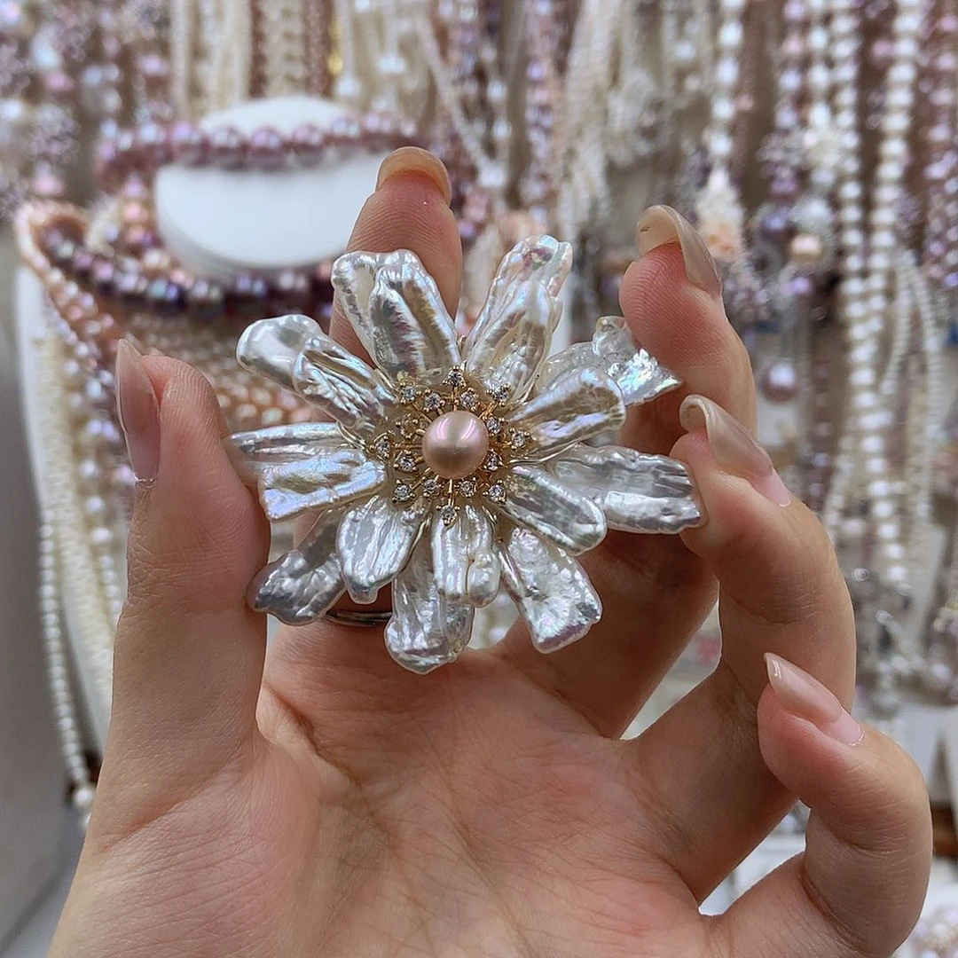 项链银S925镶嵌淡水珍珠