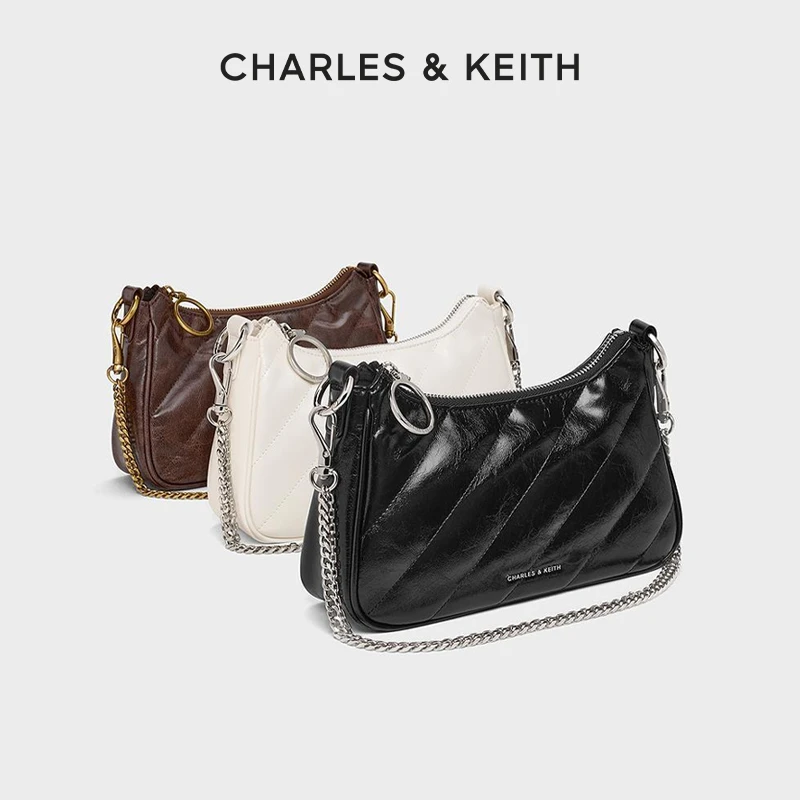 CHARLES & KEITH【流光风】25冬多背法链条腋下斜挎包女80151347-3