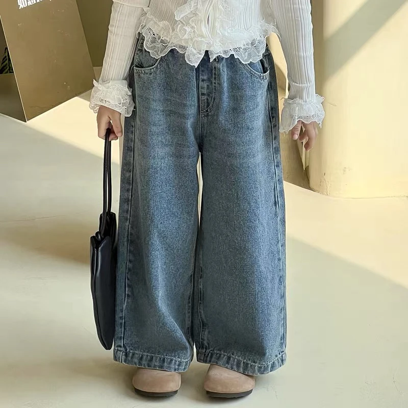 （软牛仔）2025春季新款女童牛仔裤儿童牛仔裤直筒阔腿裤（巨百搭）