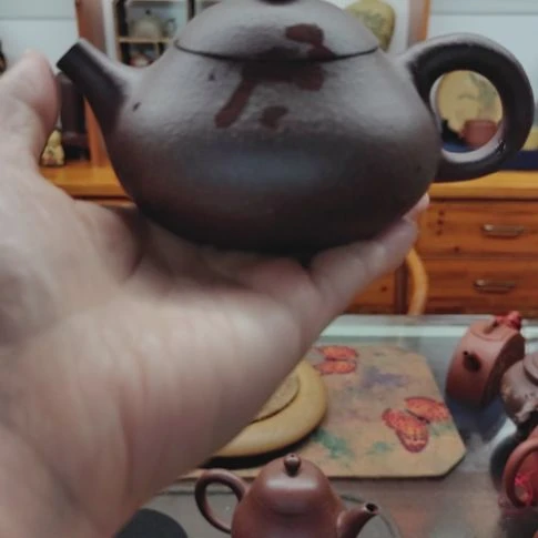 紫砂茶宠玉乳壶170cc手工制作精砂老紫泥