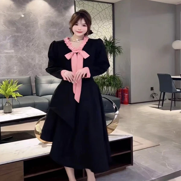 法式新款女神群中长款不规则大码女装连衣裙胖妹妹120斤到220斤