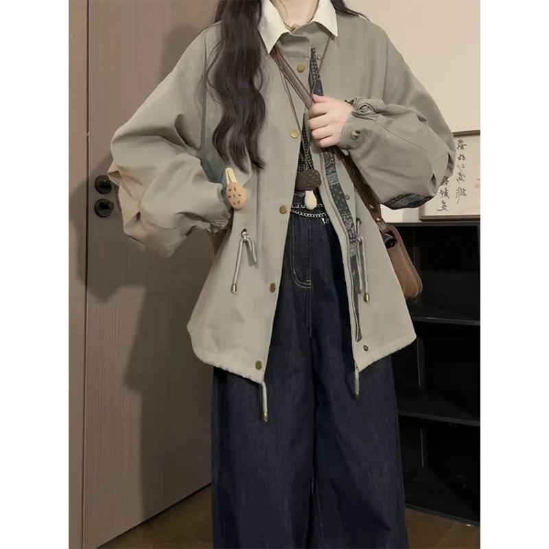 复古英伦风气质风衣外套女2025秋季新款宽松休闲慵懒长袖大衣上衣