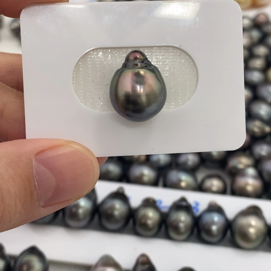 裸珠海水珍珠大溪地炫粉蓝光12.1