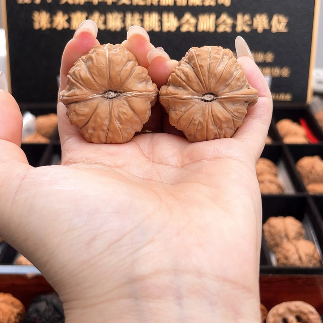 把件文玩核桃38南瓜全品近圆一字凹底近正肩38B6