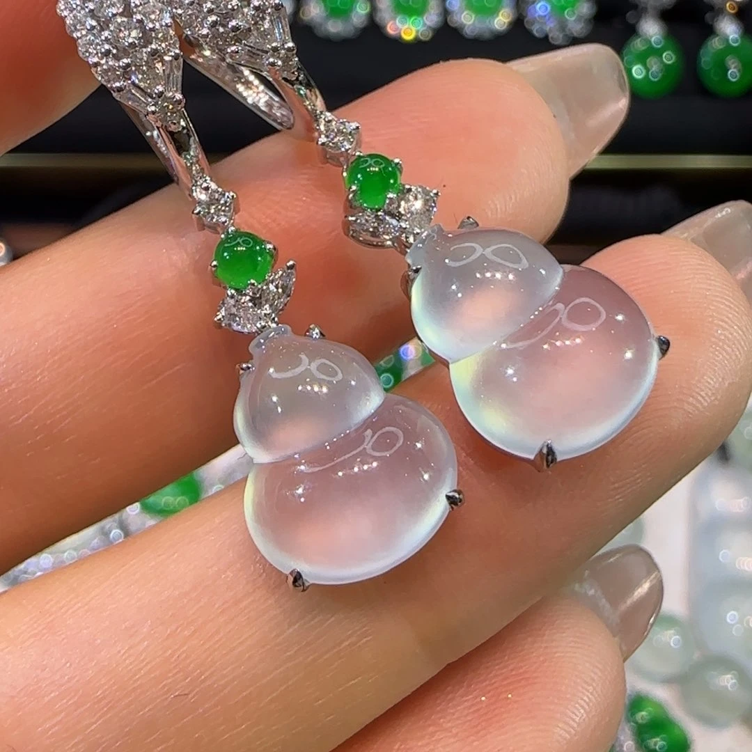 翡翠18K金镶嵌耳饰