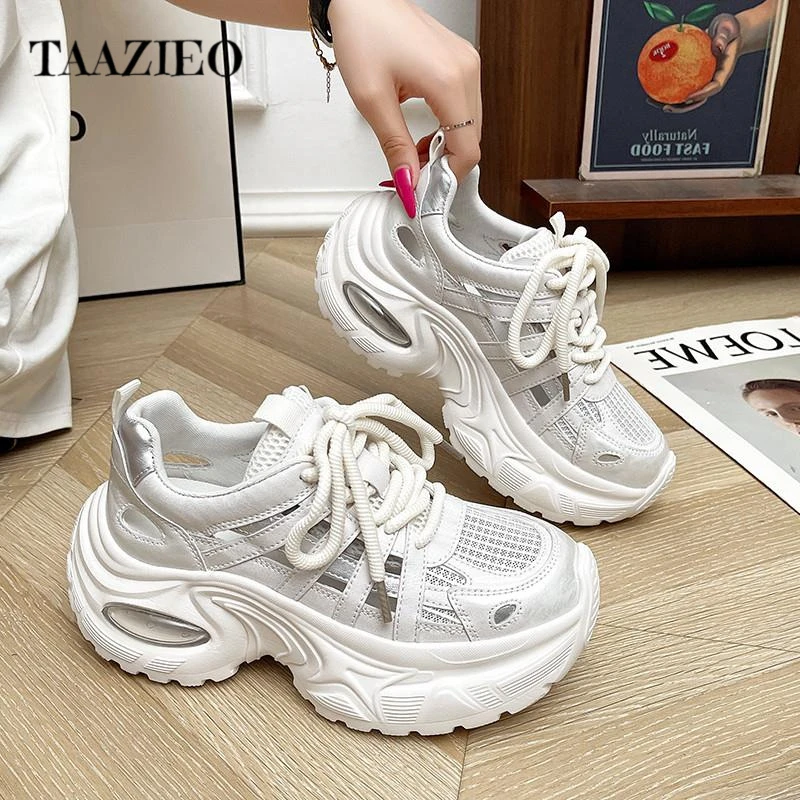 TAAZIEO洋气厚底老爹鞋女款2025新款爆款鞋子女鞋镂空凉鞋女夏季