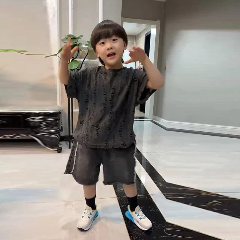 儿童森系潮牌痞帅潮酷炸街洋气夏款男童夏装套装2025新款夏季童装