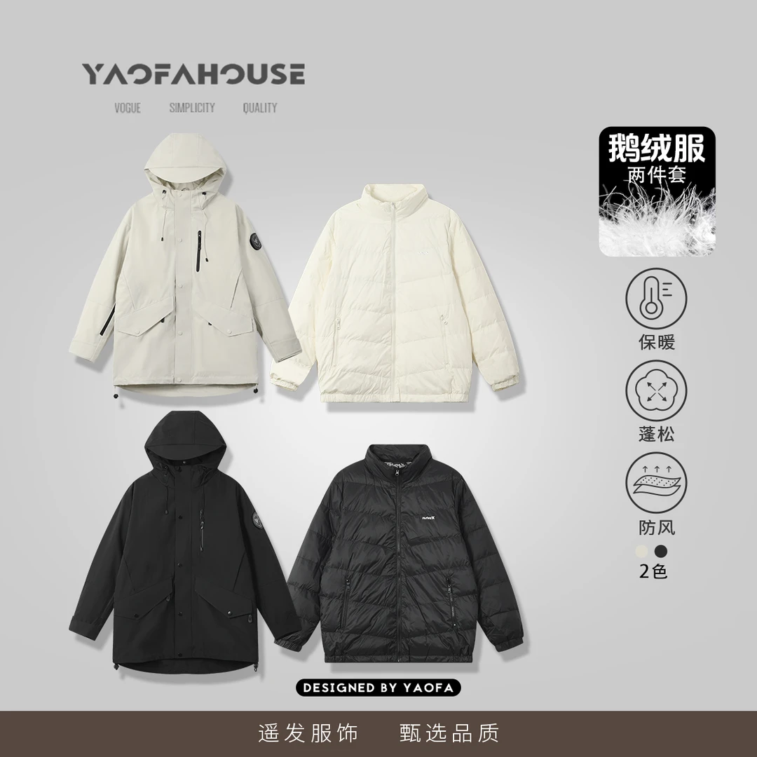 【“无锋”三合一可拆卸情侣派克鹅绒服】遥发服装冬季保暖外套001