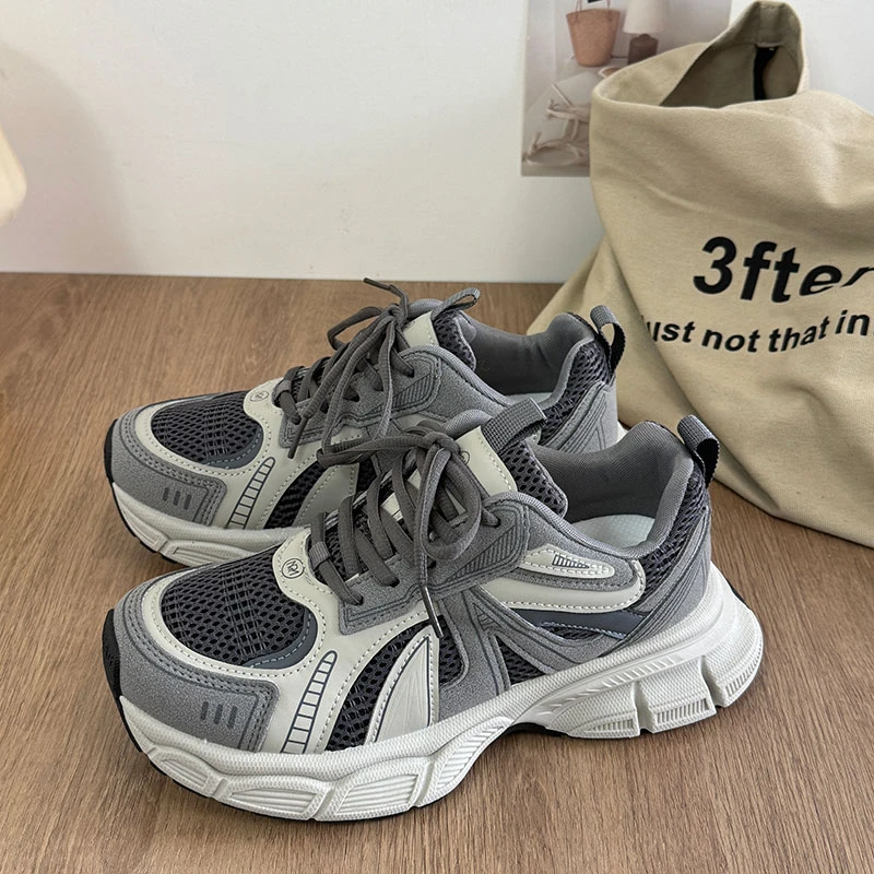 米杏色低帮厚底1593时尚青春潮流新款百搭学院系带港风休闲老爹鞋