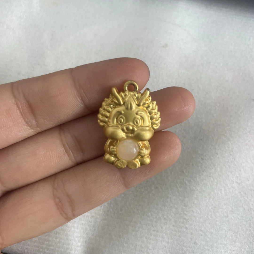 【天意珠宝阁】甄选镶嵌和田玉龙戏珠吊坠（赠皮绳）