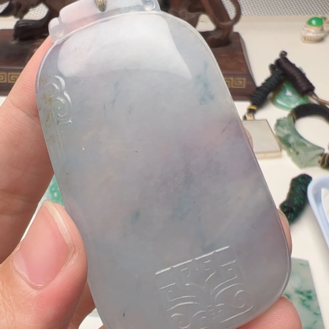 翡翠挂件未镶嵌东*无事牌