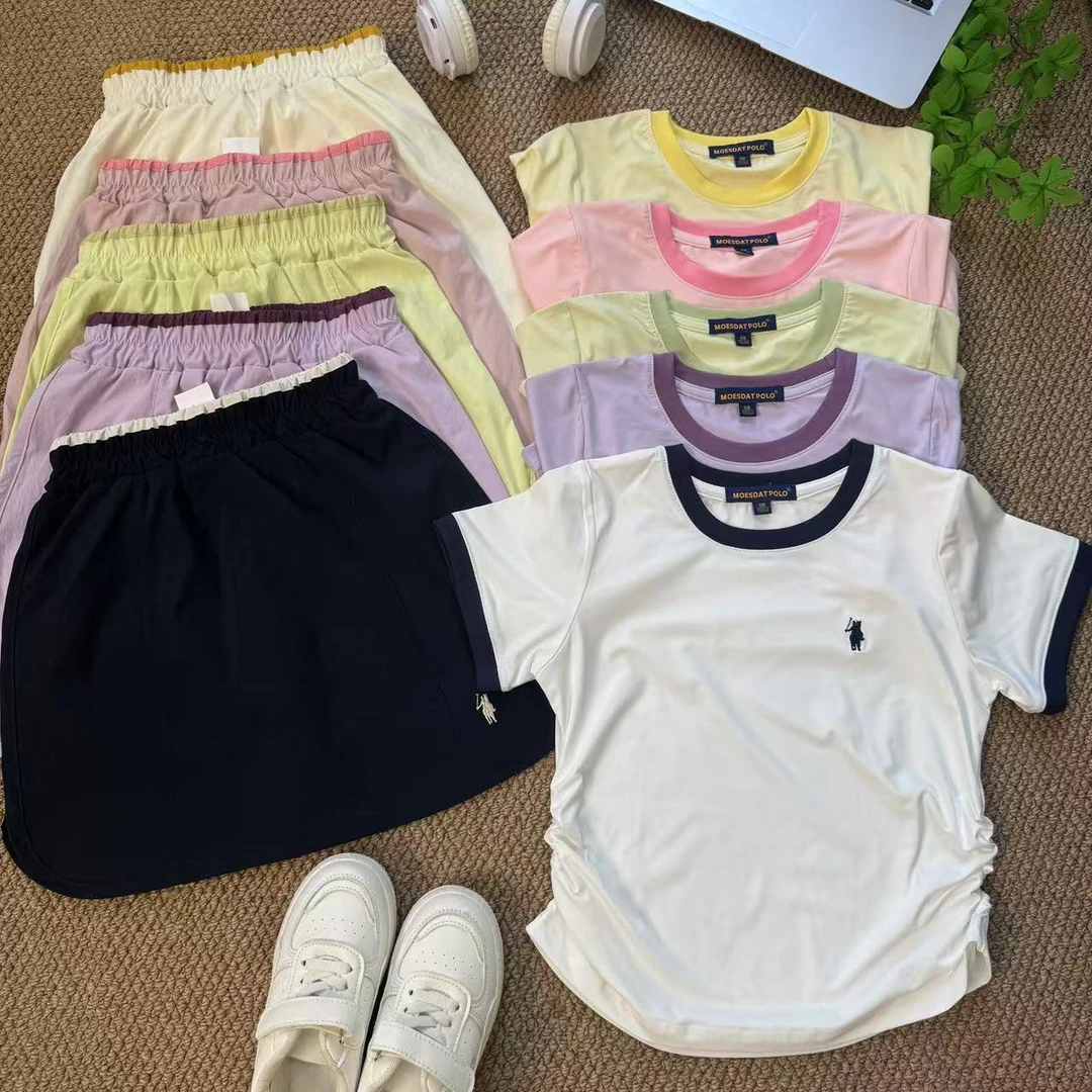 儿童夏季短裙套装运动风百搭居家休闲套头透气字母休闲风女童