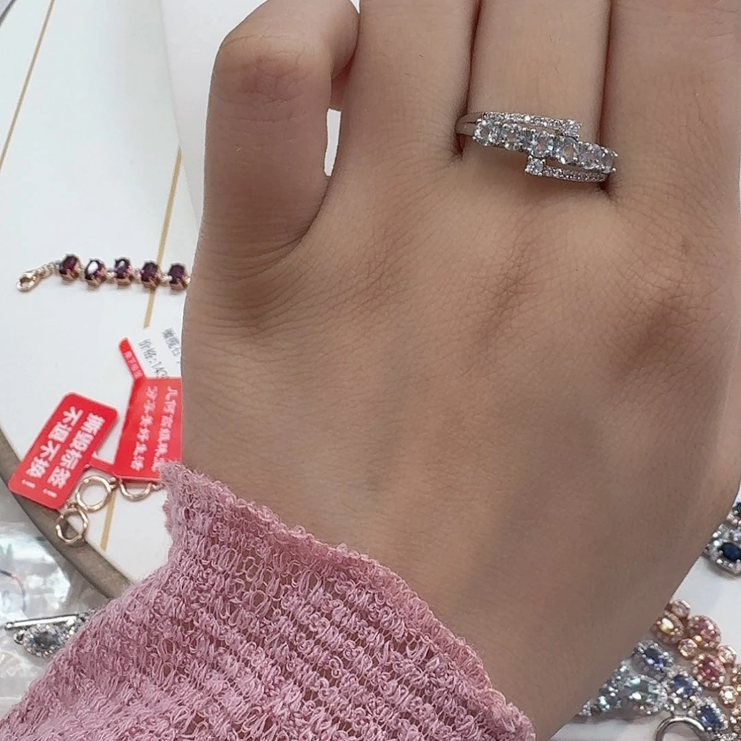 海蓝宝石戒圈银S925镶嵌 —26