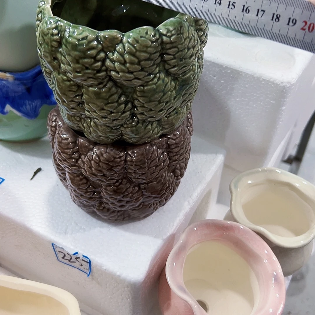 有孔，外贸尾单陶瓷花盆凑单10米包邮