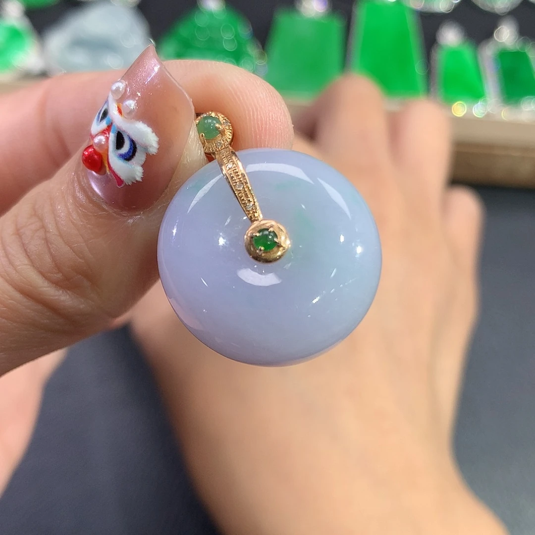 翡翠吊坠(赠链)18K金镶嵌