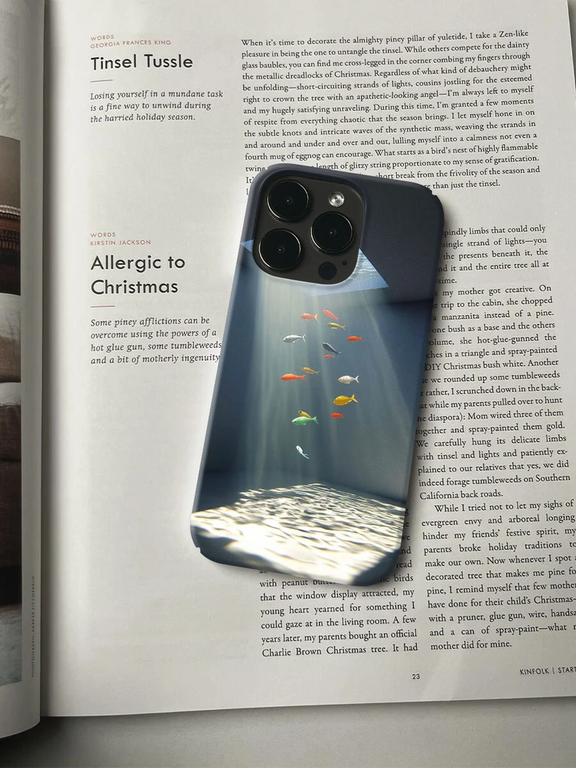 光影游鱼手机壳适用于苹果16promax小众个性简约ins艺术轻薄15/14