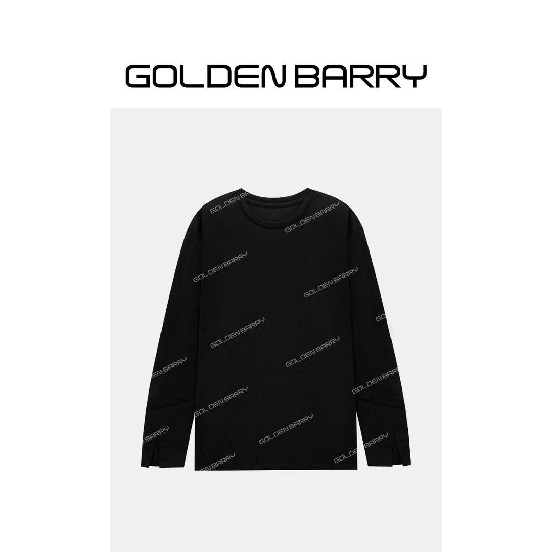 GOLDENBARRY|202186袖口拼接T恤圆领百搭打底衫打底T