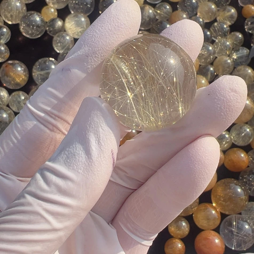 水晶发晶单珠打孔定制不退换未镶嵌❤***μ