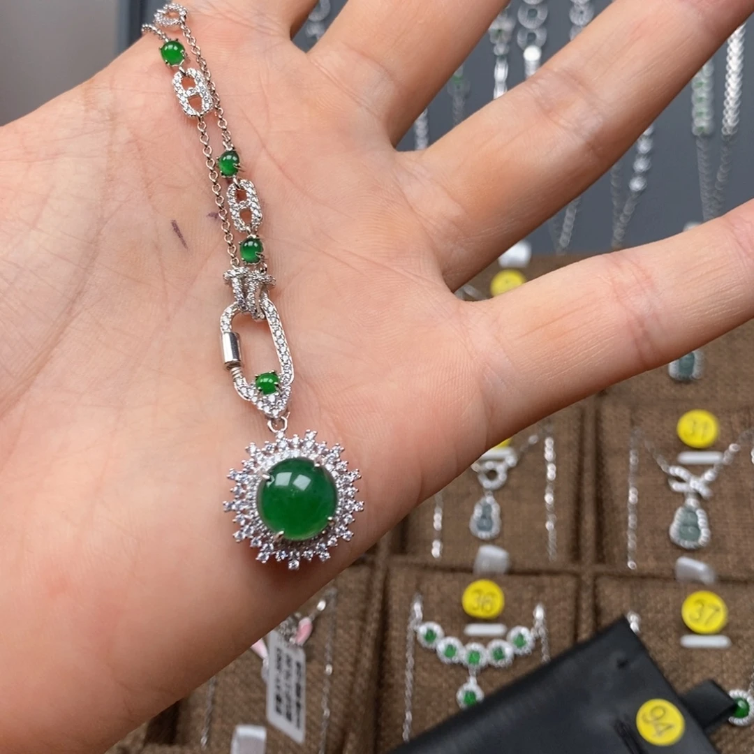 福****翡翠银S925镶嵌颈饰