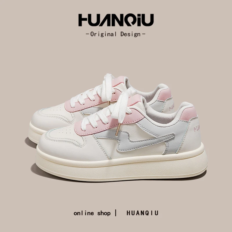 环球奶乎乎百搭小众潮流闪电小白鞋女2025增高显脚小板鞋HC2580-2