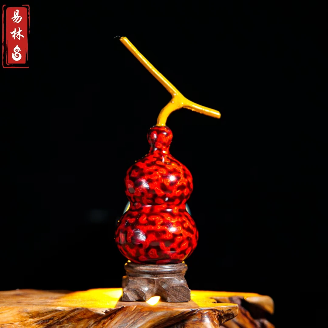 【雪龙吟~ 景星庆云摆件】犀皮大漆金虫工艺高端酒葫芦文玩福禄摆件