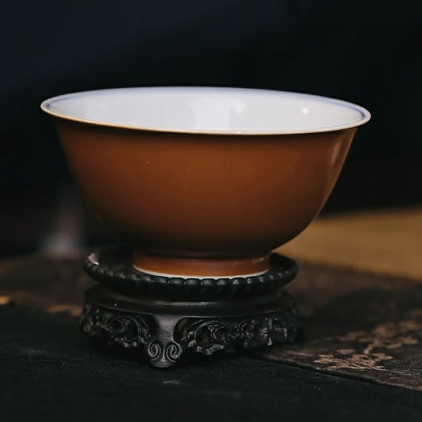 【黄老邪真选】敬畏堂｜外紫金釉内绘山水纹杯茶杯陶瓷
