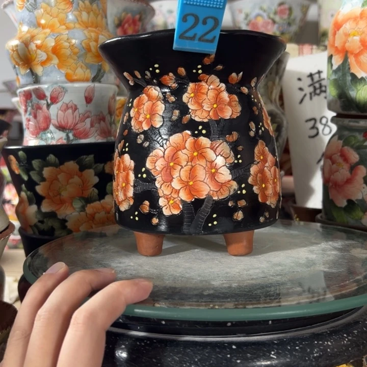 景德镇手绘花盆满38包邮偏远地区除外
