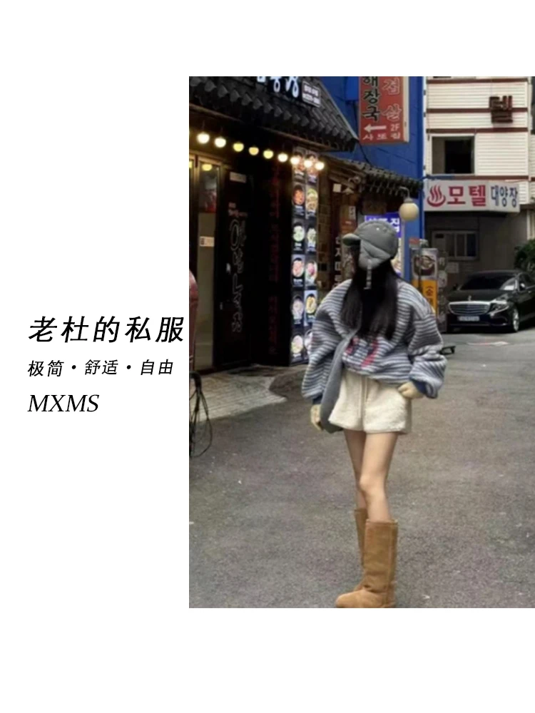 （麦欢尼）L1271-【宝藏衣橱】气质款纯色净版毛绒外穿抽绳短裤