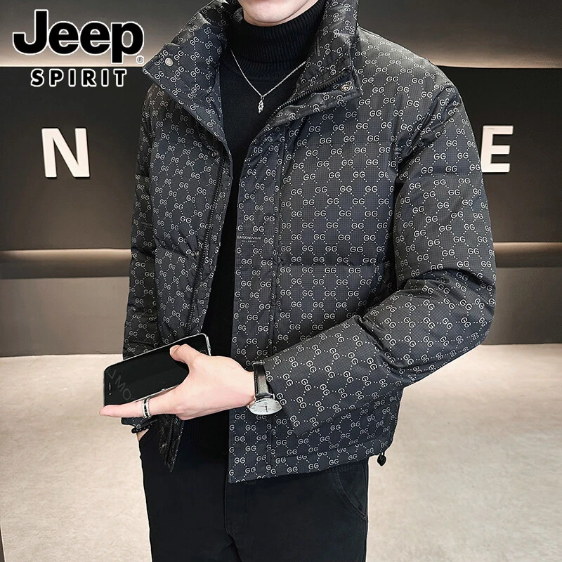 JEEPSPIRIT吉普厚款潮流男士立领羽绒服冬季御寒保暖男装夹克外套