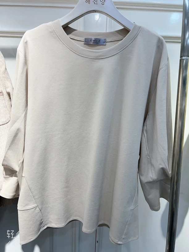 《海津洋》韩国夏款薄棉泡泡袖小衫