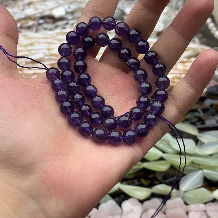 玛瑙/玉髓未镶嵌珠宝半成品一条8mm左右紫晶