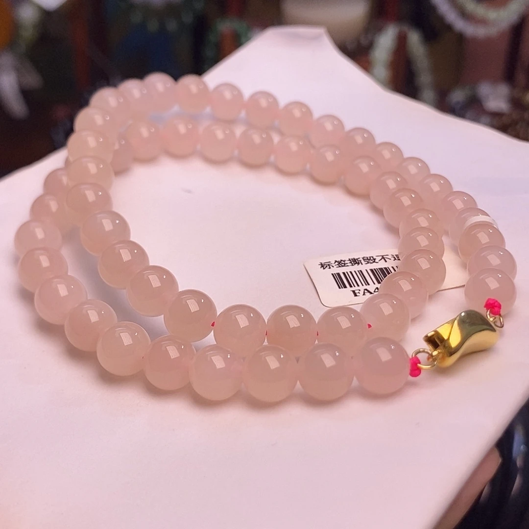 和田玉未镶嵌颈饰老矿料冰底浓熟藕粉项链8m