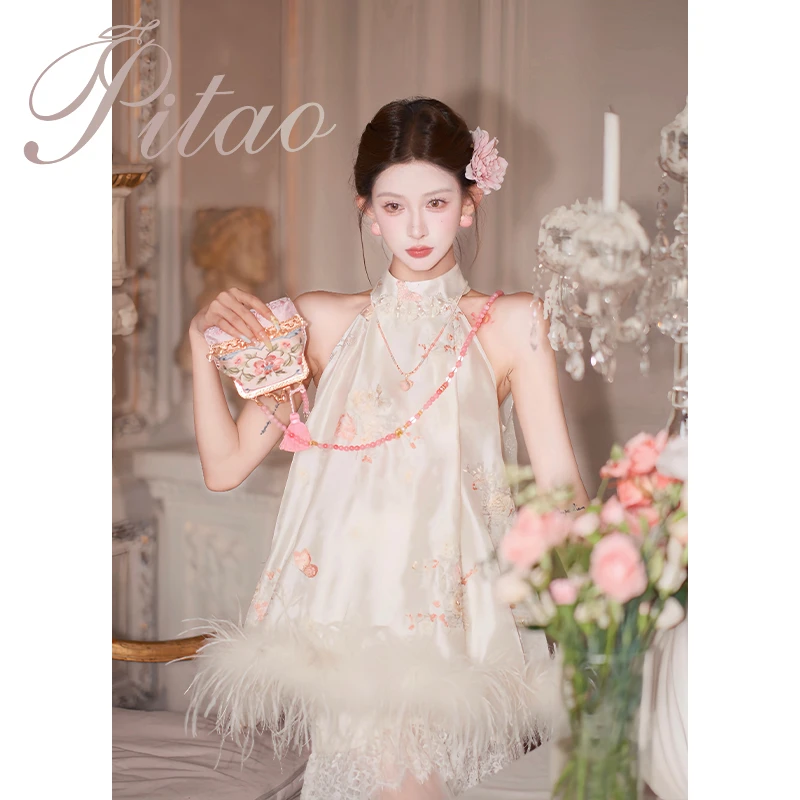 杜屁屁桃PITAO原创【浮香绘卷】夏季新款女新中式绣花时尚气质上衣