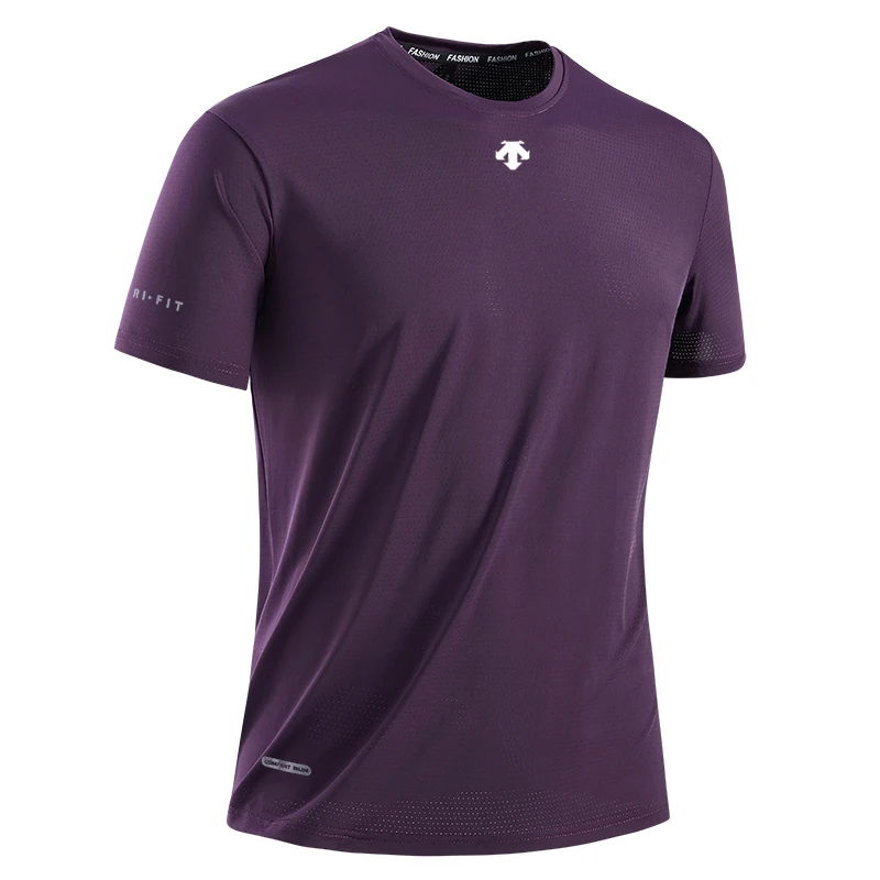 奥莱冰丝T恤男夏季薄速干运动圆领加大码短袖高弹透气跑步户外