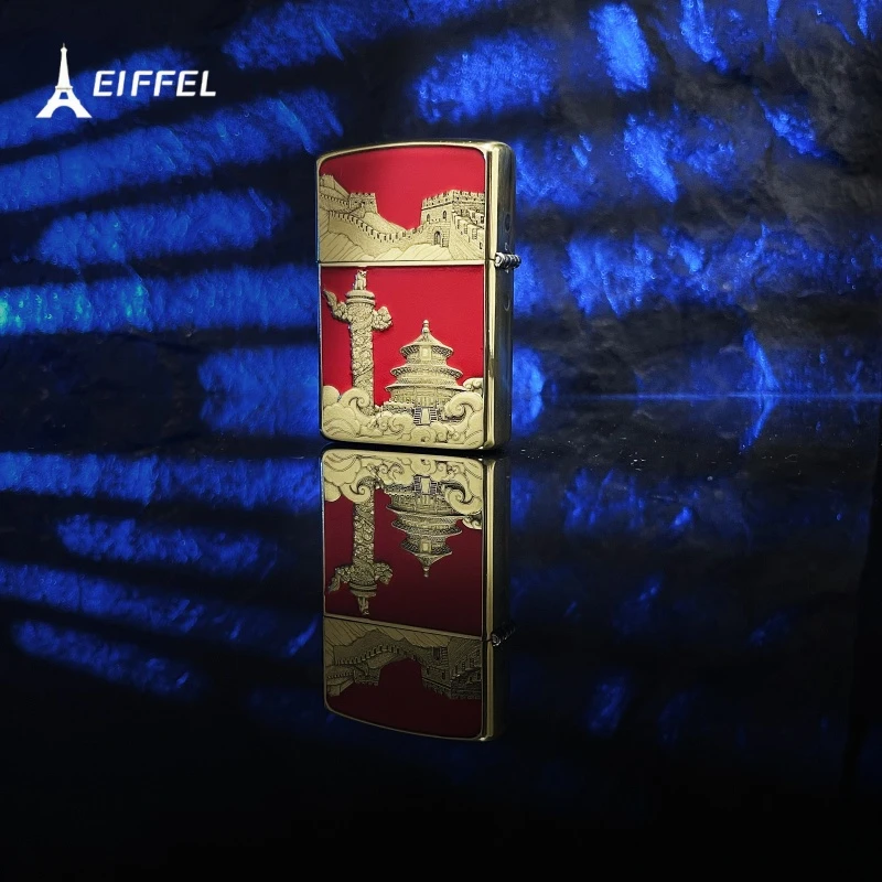 EIFFEL/埃菲尔镶嵌鎏金填漆八十周 年煤油防风打火机送男友
