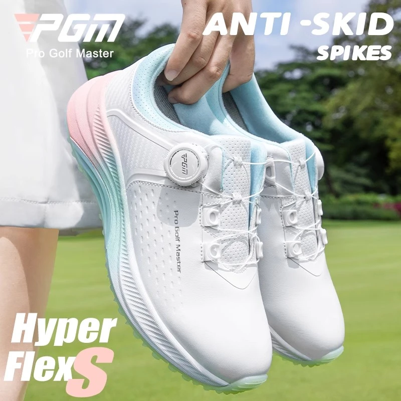 PGM 新款高尔夫女鞋夏季防水旋钮女款防滑缓震运动鞋子轻量无钉鞋