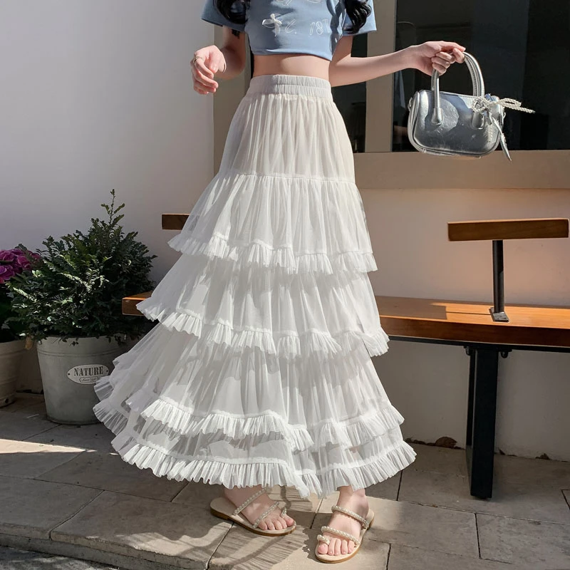 2025新款春夏季伞裙重工网纱蛋糕显瘦半身裙层层高级感仙女纱裙子