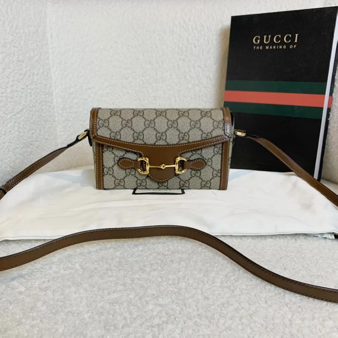99新 GUCCI/古驰 壹臻/ 老花拼棕横版1955手机包 47378928