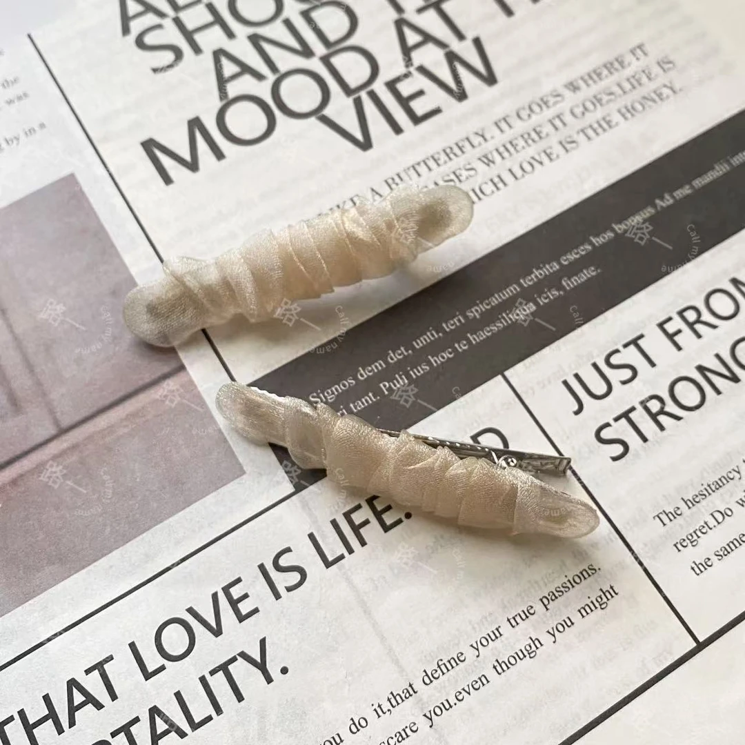 韩国代购.褶皱发夹 一对