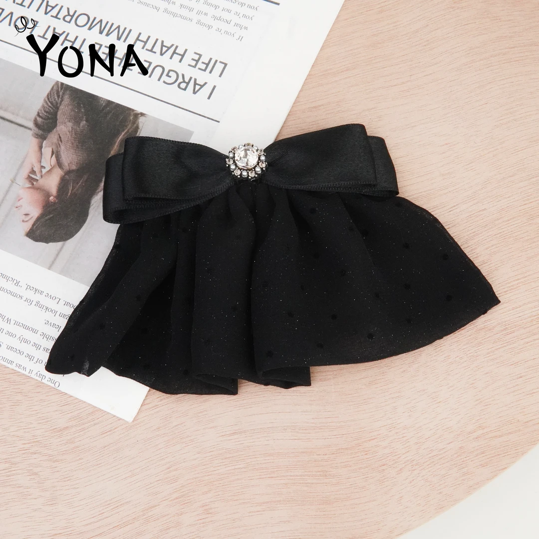 【TH090】高级感纯色满天星小裙子发夹百搭蝴蝶结时髦小姨风头饰