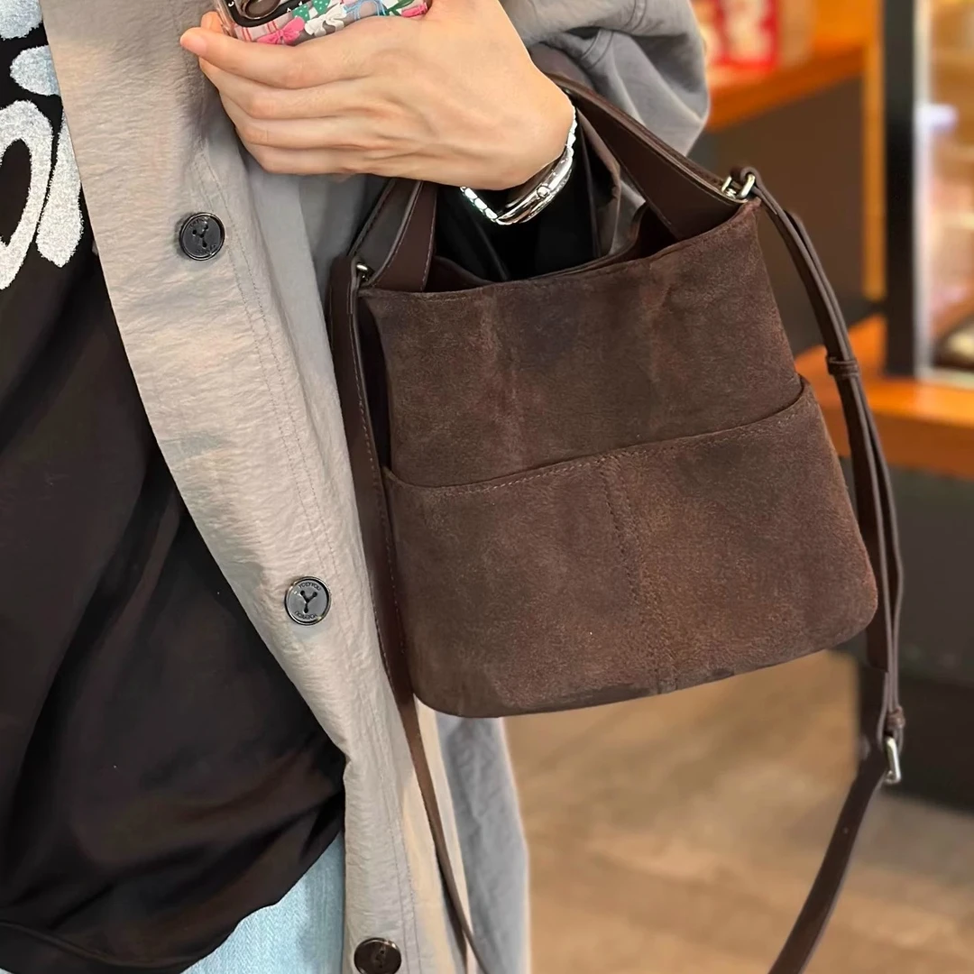 复古磨砂大容量斜挎包包女式2025新款秋冬单肩包高级感通勤托特包