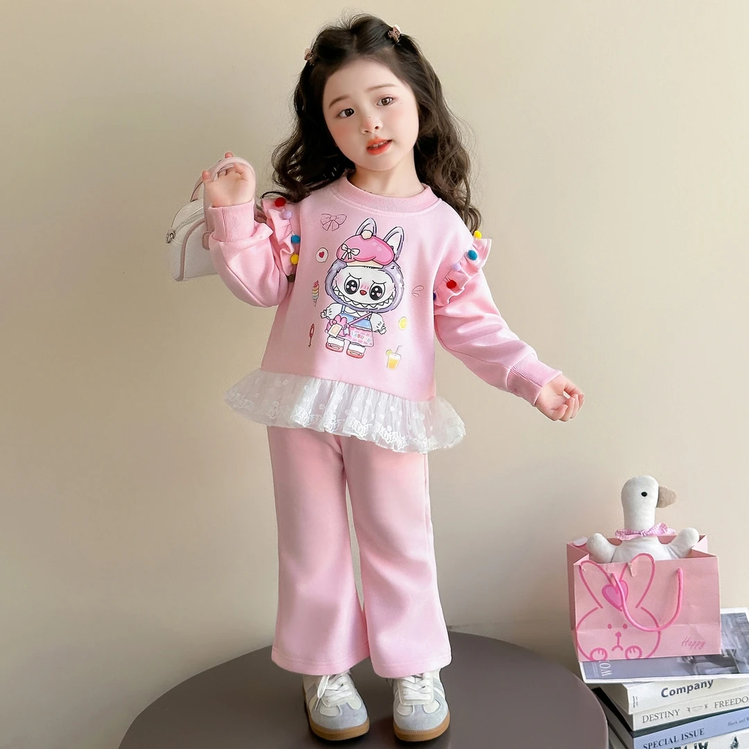 女童拉布布套装洋气甜美儿童春秋季新款女童休闲两件套小女孩时髦