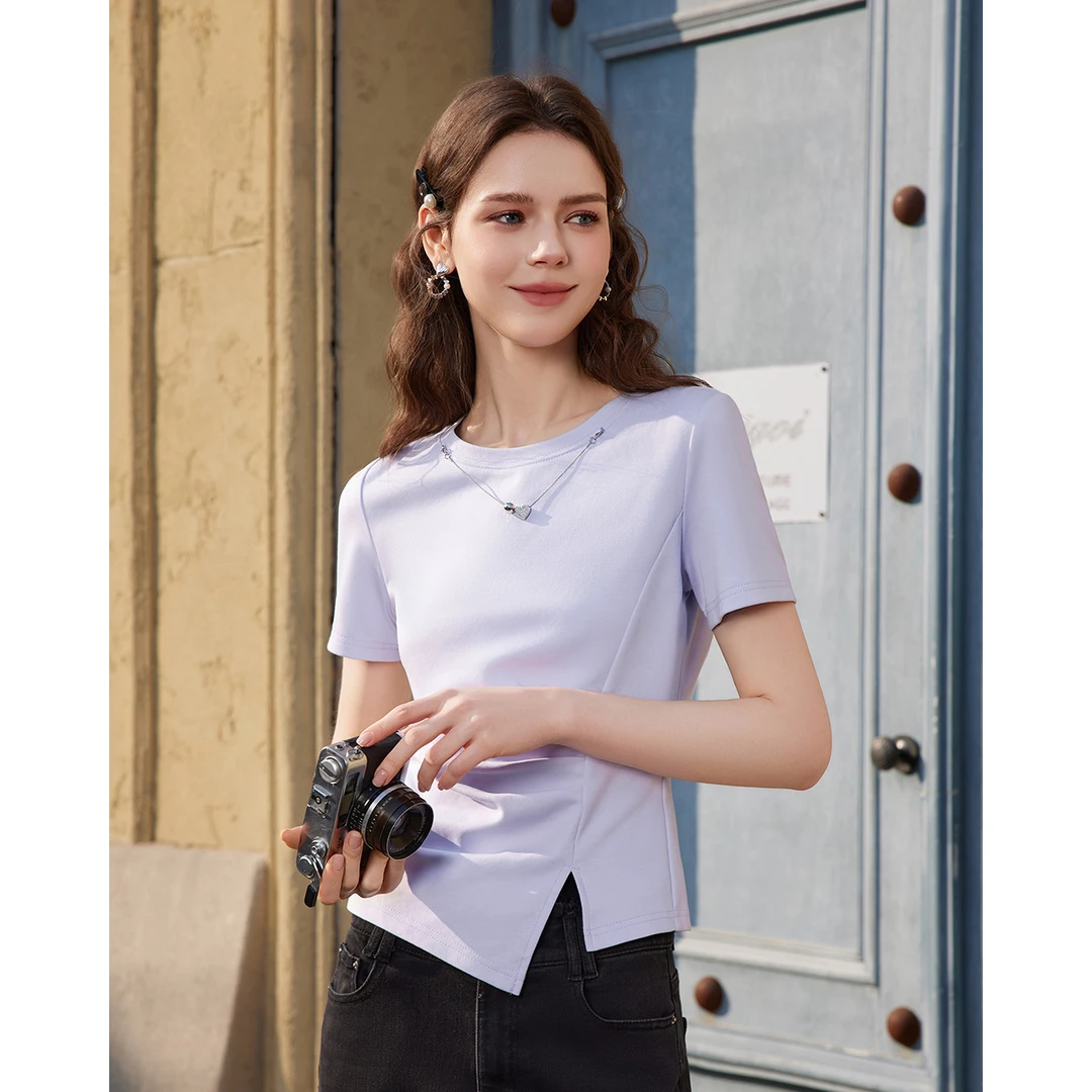 IEF/爱依服2025夏季新款独特漂亮小衫短袖设计感T恤洋气衣服女