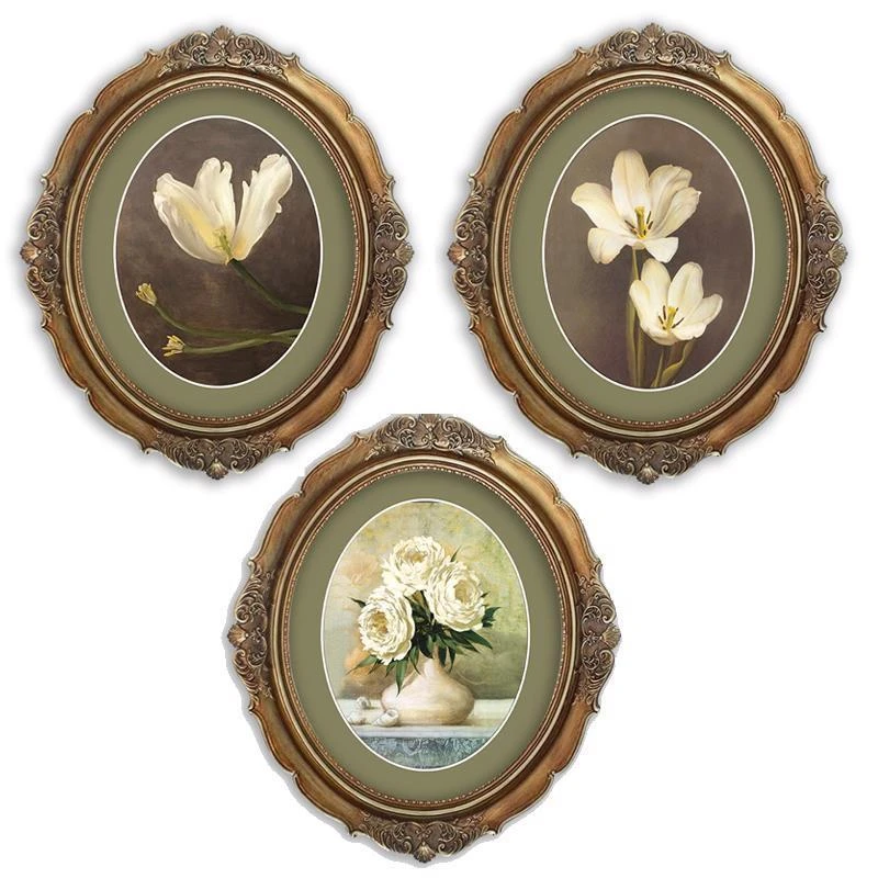 欧式寸复古艺术椭圆形树脂画框小众民宿装饰画法式相框挂墙摆台