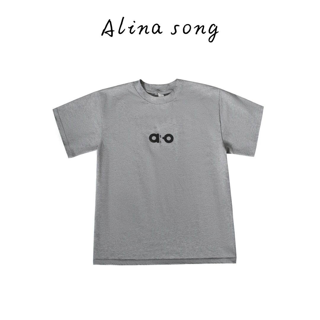 Alingsong【aloo】高克重纯棉短袖灰色松弛有度s1109